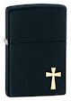 Gold Cross Zippo Lighter - Black Matte - 24721 Zippo
