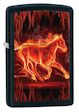 Horse Flaming Zippo Lighter - Black Matte - 28304 Zippo