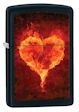Heart In Flames Zippo Lighter - Black Matte - 28313 Zippo