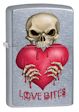 Love Bites Skull Zippo Lighter - Street Chrome - 28464 Zippo