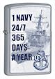 One Navy 365 Days a Year Zippo Lighter - Street Chrome - 28578 Zippo