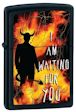 Custom Devil In Fire I'm Waiting For You Zippo Lighter - Black Matte - 838102 Zippo